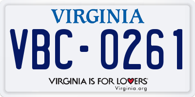 VA license plate VBC0261