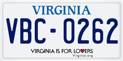 VA license plate VBC0262