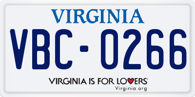 VA license plate VBC0266