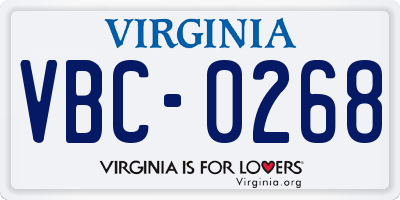 VA license plate VBC0268