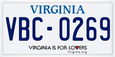 VA license plate VBC0269