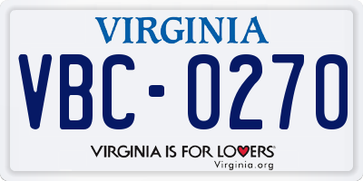 VA license plate VBC0270