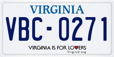 VA license plate VBC0271