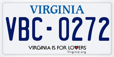 VA license plate VBC0272