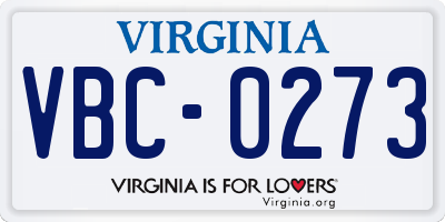 VA license plate VBC0273