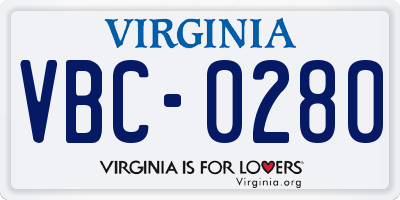 VA license plate VBC0280