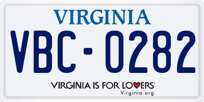 VA license plate VBC0282