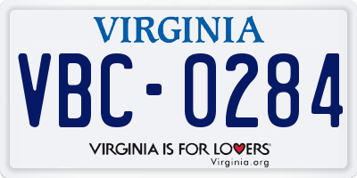 VA license plate VBC0284