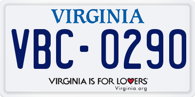 VA license plate VBC0290