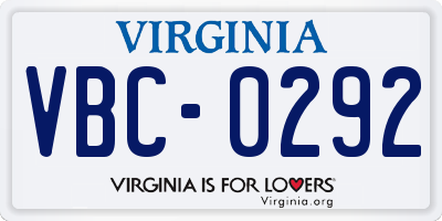 VA license plate VBC0292