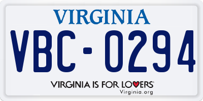 VA license plate VBC0294