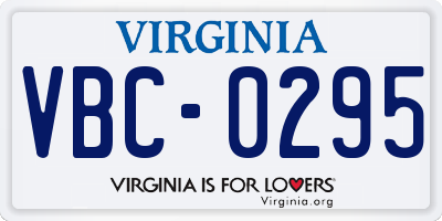 VA license plate VBC0295