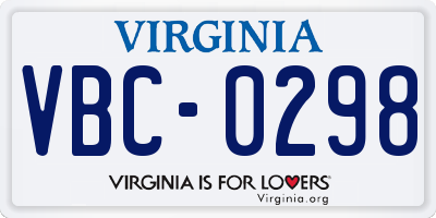 VA license plate VBC0298