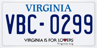 VA license plate VBC0299