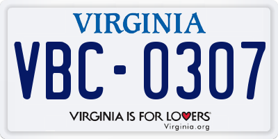 VA license plate VBC0307