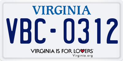VA license plate VBC0312