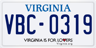 VA license plate VBC0319