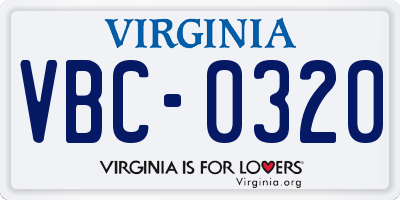 VA license plate VBC0320