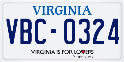 VA license plate VBC0324