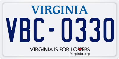 VA license plate VBC0330
