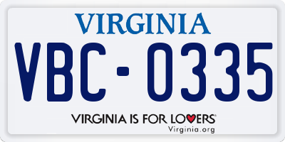 VA license plate VBC0335