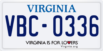 VA license plate VBC0336