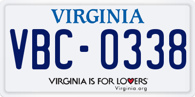 VA license plate VBC0338