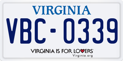 VA license plate VBC0339