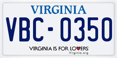 VA license plate VBC0350
