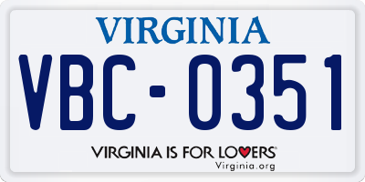 VA license plate VBC0351