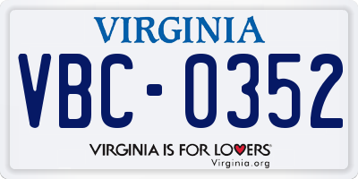 VA license plate VBC0352