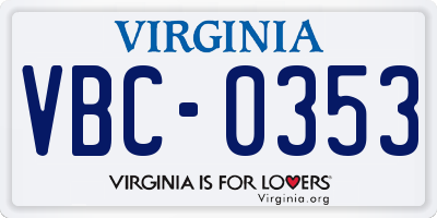 VA license plate VBC0353