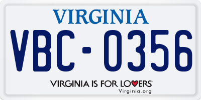 VA license plate VBC0356