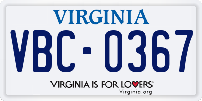 VA license plate VBC0367