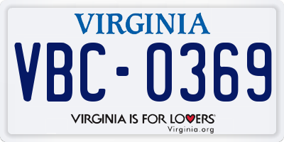 VA license plate VBC0369