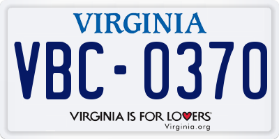 VA license plate VBC0370