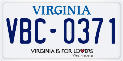 VA license plate VBC0371