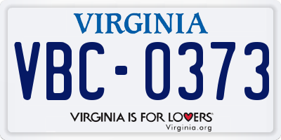 VA license plate VBC0373