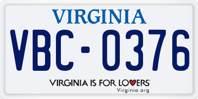 VA license plate VBC0376