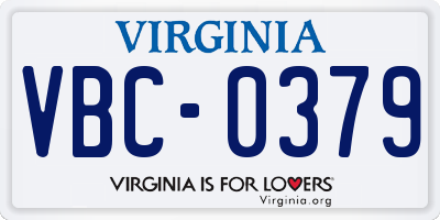 VA license plate VBC0379