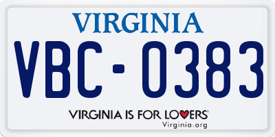 VA license plate VBC0383