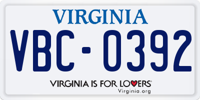VA license plate VBC0392