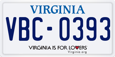 VA license plate VBC0393