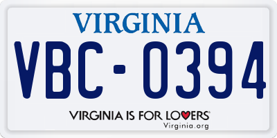 VA license plate VBC0394