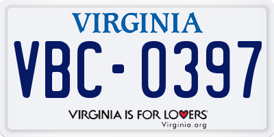 VA license plate VBC0397