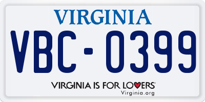 VA license plate VBC0399