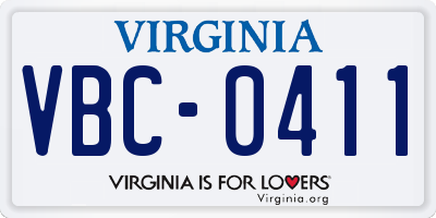 VA license plate VBC0411