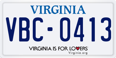 VA license plate VBC0413