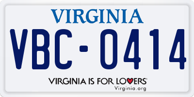 VA license plate VBC0414