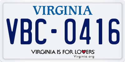 VA license plate VBC0416